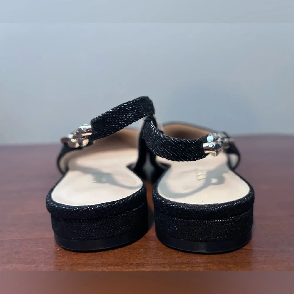 Nine West denim Babby pointy toe sling back flat 8M - Picture 6 of 14